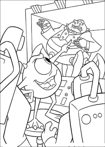 Mike Wazowski Meets Mr. Waternoose Coloring Page